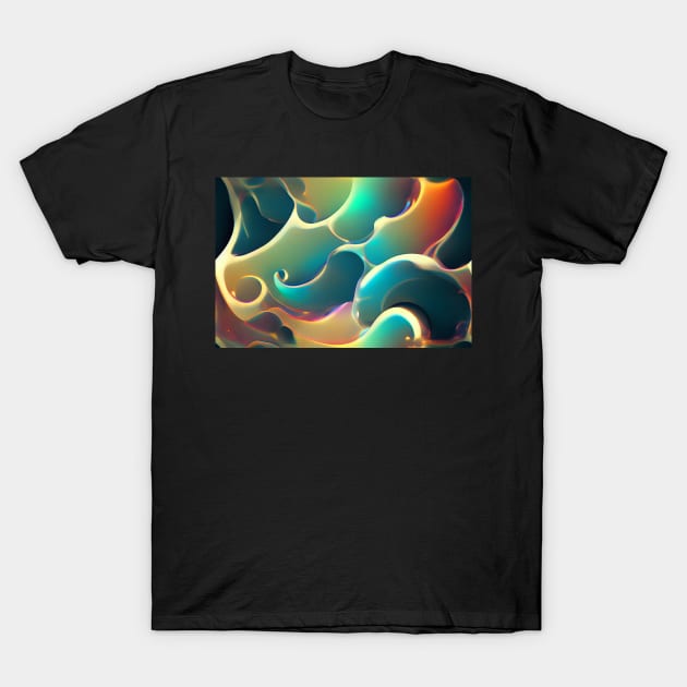 Iridescent Holograms Painted Glass Waves T-Shirt by newdreamsss